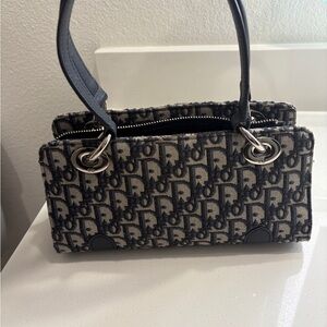 Dior Black and Cream Monogram Shoulder Bag